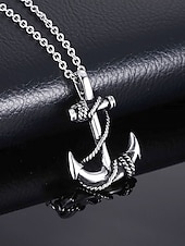 economico Gioielli da uomo-collana con ciondolo a forma di ancora da uomo - gioielli di moda in stile nautico per occasioni casual e formali