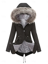 Dame Parkas Hold Varm Pustende Glidelås Lomme Pelskrage Fleece Lined Fritid عادي Feriereise Gate Dagligdagstøy Ut på byen Glidelås Normal Hettegenser Normal Langermet Yttertøy Svart Rosa Rød Høst billige Vinter Parka-Dame Parkas Hold Varm Pustende Glidelås Lomme Pelskrage Fleece Lined Fritid عادي Feriereise Gate Dagligdagstøy Ut på byen Glidelås Normal Hettegenser Normal Langermet Yttertøy Svart Rosa Rød Høst