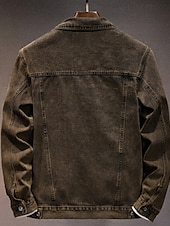 cheap Men&#039;s Jackets &amp; Coats-Men&#039;s Lightweight Jacket Denim Jacket Chore Jacket Formal Home Pocket Winter Spring &amp;  Fall Solid Color Retro Vintage Shirt Collar Regular Black Blue Jacket