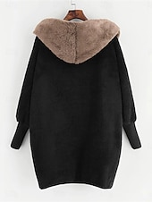 billige Vinterjakker-Dame Fleece-jakke Teddyfrakk Hettegenser Hold Varm Pustende Fleece Lined Fritid عادي Feriereise Gate Dagligdagstøy Ut på byen Åpen Forside Normal Hettegenser Normal Langermet Yttertøy Hvit Grønn