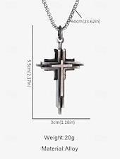 economico Gioielli da uomo-collana con ciondolo a croce a strati in acciaio inossidabile da uomo - gioielli religiosi in stile gotico per abbigliamento casual e formale