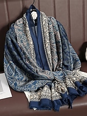 abordables Bufandas de mujer-Bufanda de gran tamaño con estampado paisley vintage para mujer: chal suave y cálido para el invierno, ropa informal y formal