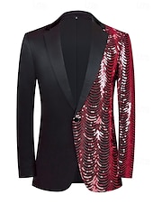 cheap Party Blazer-Men&#039;s Blazer Jacket Tuxedo Party Sparkle Striped Blazer Red Blue Gold Standard Fit Single Breasted One-button