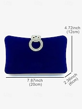 voordelige Clutches &amp; Avondtasjes-Elegante blauwe fluwelen clutch voor dames met strass-ringhandvat - perfecte avondtas voor bruiloften, feesten en formele evenementen