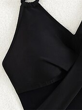 economico Costumi interi-Per donna Costumi da bagno Un pezzo Monokini Costume da bagno Retato Schiena scoperta Fasciante in vita Vita alta Taglia piccola Festività Abbigliamento mare Tinta unica Halter Neck Senza maniche