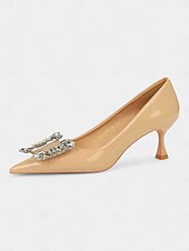 cheap Kitten Heels-Women&#039;s Black Patent Leather Pumps with Crystal Embellished Bow – Elegant Pointed-Toe Kitten Heels for Formal Events and Evening Wear
