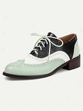 olcso Női lapos sarkú cipők-női retro rózsaszín és fekete oxford cipő – lakk műbőr fűzős brogue a vintage lezser stílushoz és divatos kirándulásokhoz