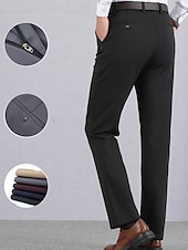 ieftine Costume semi-formale-pantaloni de rochie pentru bărbați, negru, gri, groși, lungi, culoare uni, elasticitate ridicată, potrivire standard caldă 2024