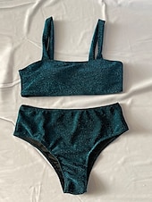 abordables Ensemble de bikinis-Femme Maillots de Bain Bikinis Maillot de bain Elégant Vacances Couleur unie Sans Manches Maillots de bain