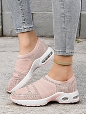 preiswerte Damen-Sneaker-leichte lila Slip-On-Sneaker für Damen mit Strass-Details – bequeme Luftpolstersohle zum Gehen und für die Freizeit