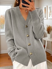 economico Cardigan e capispalla-maglione rosa da donna San Valentino cardigan maglione giacca scollo a V maglia bottone lavorato a maglia primavera autunno quotidiano festa uscita carino quotidiano morbido manica lunga colore puro