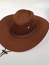 cheap Men&#039;s Hats-Men&#039;s Sun Hat Cowboy Hat Fedora Trilby Hat Black Red Polyester Vintage Style Fashion 18th Century State of Texas Daily Theme Party Solid / Plain Color Sunscreen Cosplay