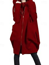 preiswerte Steppmantel-Damen Outdoor Zip Feste Farbe Windundurchlässig Modisch Lockere Passform Oberbekleidung Langarm Herbst Dunkelbraun S