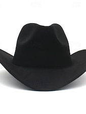 cheap Fedora Hat-Men&#039;s Kentucky Derby Hat Sun Hat Cowboy Hat Fedora Trilby Hat Black Red Woolen Vintage Style Fashion 18th Century State of Texas Daily Theme Party Solid / Plain Color Sunscreen Cosplay