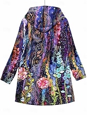 billige Uformell Parka-Dame Fleece-jakke Teddyfrakk Hettegenser Hold Varm Pustende Glidelås Lomme Fleece Lined Fritid Blomstret Feriereise Gate Dagligdagstøy Ut på byen Glidelås Lang Hettegenser Løstsittende Langermet