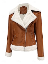 economico Puffers &amp; Parka-Per donna Giacca invernale Giacca in pile Tenere al caldo Traspirante Cerniera Tasche In pile Informale Liscio Da mare Strada Da tutti i giorni Per uscire Cerniera Corto Collo ripiegabile Standard
