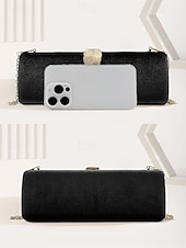 voordelige Clutches &amp; Avondtasjes-dames fluwelen clutch met gouden veeraccent en kettingband - elegante avondtas voor formele evenementen en feesten