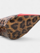 abordables Talons Aiguilles-talons aiguilles imprimé léopard pour femmes – escarpins à bout pointu en cuir verni rouge pour fêtes et événements nocturnes