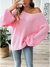 preiswerte Hoodies &amp;amp; Sweatshirts-Pullover für Damen, Rundhalsausschnitt, Strick, Pailletten, Frühling, Herbst, Party, elegant, Alltag, langärmelig, einfarbig, rosa