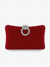voordelige Clutches &amp; Avondtasjes-Elegante blauwe fluwelen clutch voor dames met strass-ringhandvat - perfecte avondtas voor bruiloften, feesten en formele evenementen
