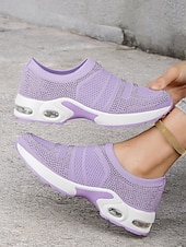 preiswerte Damen-Sneaker-leichte lila Slip-On-Sneaker für Damen mit Strass-Details – bequeme Luftpolstersohle zum Gehen und für die Freizeit