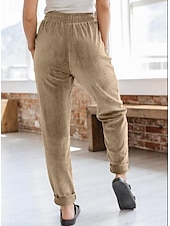 cheap Pants-Women&#039;s Sweatpants Chinos Fashion Streetwear Full Length Medium Waist Plain Pocket Comfy Soft Comfortable Micro-elastic Outdoor Street Dark Brown Black Deep Blue Khaki Spring &amp;  Fall Loose Fit