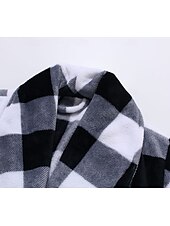 cheap Men&#039;s Robes-Men&#039;s Pajamas Robe Bathrobe Bath Gown 1 pcs Plain Stylish Casual Comfort Home Daily Bed Fleece Comfort Warm V Neck Long Sleeve Pocket Fall Winter Black White