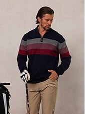 cheap Men&#039;s Golf Clothing-Men&#039;s Sweater Black Navy Blue Green Long Sleeve Thermal Warm Top Color Block Fall Winter Golf Attire Clothes Outfits Wear Apparel