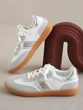 billiga Damsneakers-kvinnors retro svarta och vita sneakers med snörning - avslappnad lågtoppsdesign med mocka och tygdetaljer, bekväm sula för dagligt bruk och sportaktiviteter
