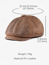 cheap Men&#039;s Hats-Men&#039;s Vintage Newsboy Cap – Stylish Faux Leather Look Flat Cap for Casual or Formal Wear, Available in Multiple Colors