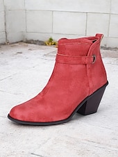 abordables Cowboy y botas occidentales-Botines estilo western vintage para mujer con tacones gruesos en bloque: botines de piel sintética con cremallera lateral para uso informal y al aire libre
