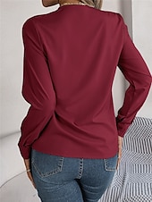 preiswerte Elegante Oberteile-Damen Hemd Bluse Feste Farbe Basic Brautkleider schlicht Langarm V Ausschnitt Normale Oberteile Täglich Weiß Rosa Wein Herbst Winter