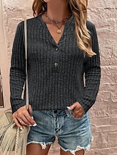 abordables Hauts Unis pour Femmes-Femme Tunique Couleur unie Mode Décontractées manche longue Col Ras du Cou Hauts réguliers du quotidien Noir Vin Marron clair Gris Printemps Automne