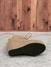 cheap Ankle Boots-Women&#039;s Faux Suede Wedge Ankle Boots with Lace-Up Design - Comfortable Platform Boots for Casual and Everyday Wear