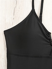 billiga One-piece-baddräkter-Dam Badkläder En bit Monokini Baddräkt Öppen rygg Magkontroll Hög midja Smal Semester Standkläder Ensfärgat Rundhals Ärmlös Baddräkter