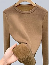 voordelige Effen kleuren-Dames Trui Modieus Dagelijks Basic Effen Kleur Strakke ronde hals Gebreid Lange mouw Normale tops breien Werk Zwart Kameel Herfst Winter
