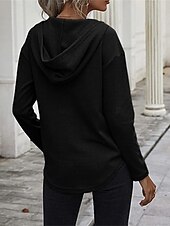 preiswerte Texturierte Kapuzenpullover &amp; Sweatshirts-Damen Hemd Bluse Feste Farbe Basic Brautkleider schlicht Langarm Mit Kapuze Normale Oberteile Täglich Schwarz Rosa Grün Herbst Winter