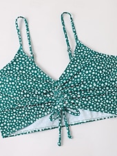olcso Bikiniszettek-Női Fürdőruha Bikini 2 darab Fiú láb Fürdőruha Nyitott hátú Vékony Szabadság Strandruházat Virágos V-alakú Ujjatlan Fürdőruhák
