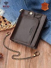cheap Wallets-Men&#039;s Premium Cowhide RFID Blocking Wallet - Vintage Bifold Leather Wallet with Coin Zipper, Card Slots for Everyday Use