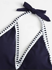 billige Onepiece badedrakter-Dame Badetøy Ett stykke Monokini Badedrakt Åpen rygg Lapper Midjekontroll Høy Midje Tynn Ferie Strand Klær Helfarge Grimehals Ermeløs Badedrakter