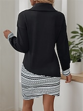 billiga svart mini klänning-Dam Sweatshirt klänning Mini klänning Lappverk Dragkedja Ledigt Tröjkrage Långärmad Svart Färg