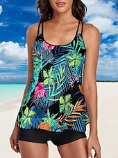 abordables Tankinis-Femme Maillots de Bain Tankini Maillot de bain Tropique Tropical Sans Manches Maillots de bain