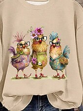 abordables Animaux Tops-pull femme animal vêtements de tous les jours imprimé décontracté sweat à capuche décontracté à manches longues micro-élastique automne hiver confort respirant tissu doux