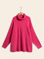 preiswerte Damenpullover-Rollkragenpullover aus Rippstrick mit Wollmischung, überschnittenen Schultern und Fledermausärmeln