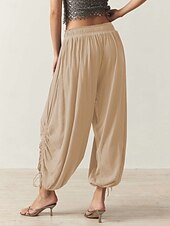 preiswerte weites Bein und hohe Taille-Damen Bekleidung Trainingshosen Aktiv Modisch Casual / sportlich In voller Länge Mittlere Taillenlinie Glatt Bedruckt Atmungsaktivität Weich Komfortabel Mikro-elastisch Casual Hellgrau Hellgrün Khaki