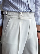 levne Štíhlý-Pánské Oblekové Kalhoty Oblek Kalhoty Kalhoty Gurkha Hight Rise Bez vzoru Pohodlné Prodyšné Svatební Venkovní Denní Elegantní Vinobraní Černá Bílá