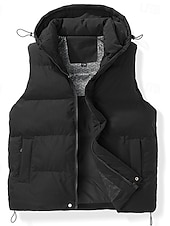 levne Gilety-Pánské Puffer Vesta Vesta s kapucí Vesta Prošívaná vesta Denní Rande Dovolená Módní Na běžné nošení Podzim zima Kapsy Polyester Zahřívací Pohodlné Pevná barva Zip Kapuce Běžný Černá Hnědá Armádn