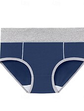 preiswerte Unterhosen-Damen Basic Höschen 1 Stk. Unterwäsche schlicht klassisch reine Farbe mittlere Taille Übergröße geschlechtsneutral hellblau schwarz weiß M L XL Home Outfits