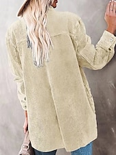 cheap Shirt Jackets-Women&#039;s Casual Jacket Outdoor Street Daily Wear Fall Winter Regular Coat Regular Fit Thermal Warm Breathable Stylish Casual Jacket Long Sleeve Plain with Pockets Pink Beige