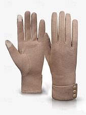 preiswerte Accessoires für Damen-Schwarze Touchscreen-Winterhandschuhe für Damen mit Knopfmanschette – warme und stylische SMS-Handschuhe für kaltes Wetter